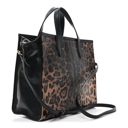 Dolce & Gabbana Dauphine Leopard Logo Market Bag Black 3 of 9