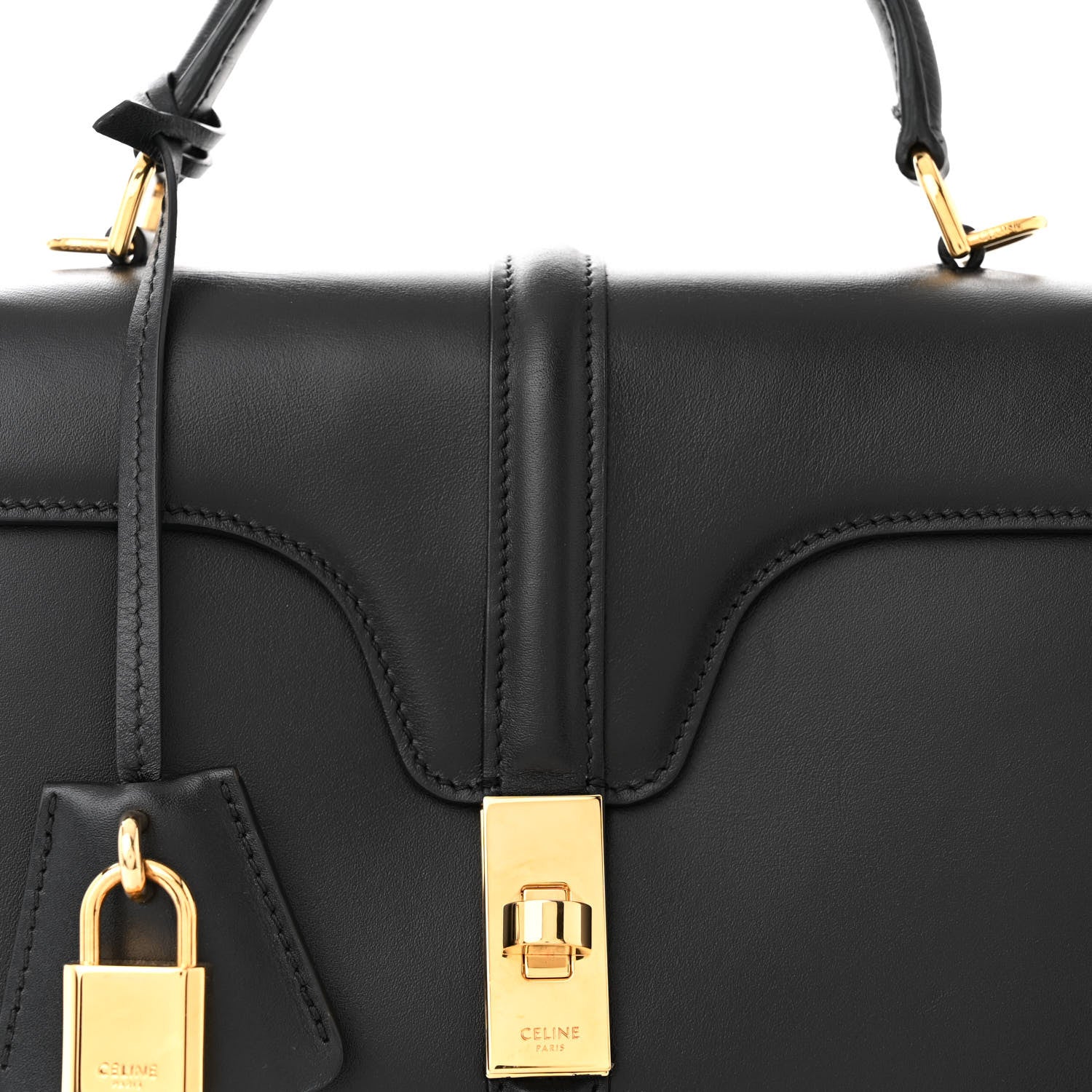 Celine Satinated Calfskin Small 16 Top Handle Bag Black 8 of 11