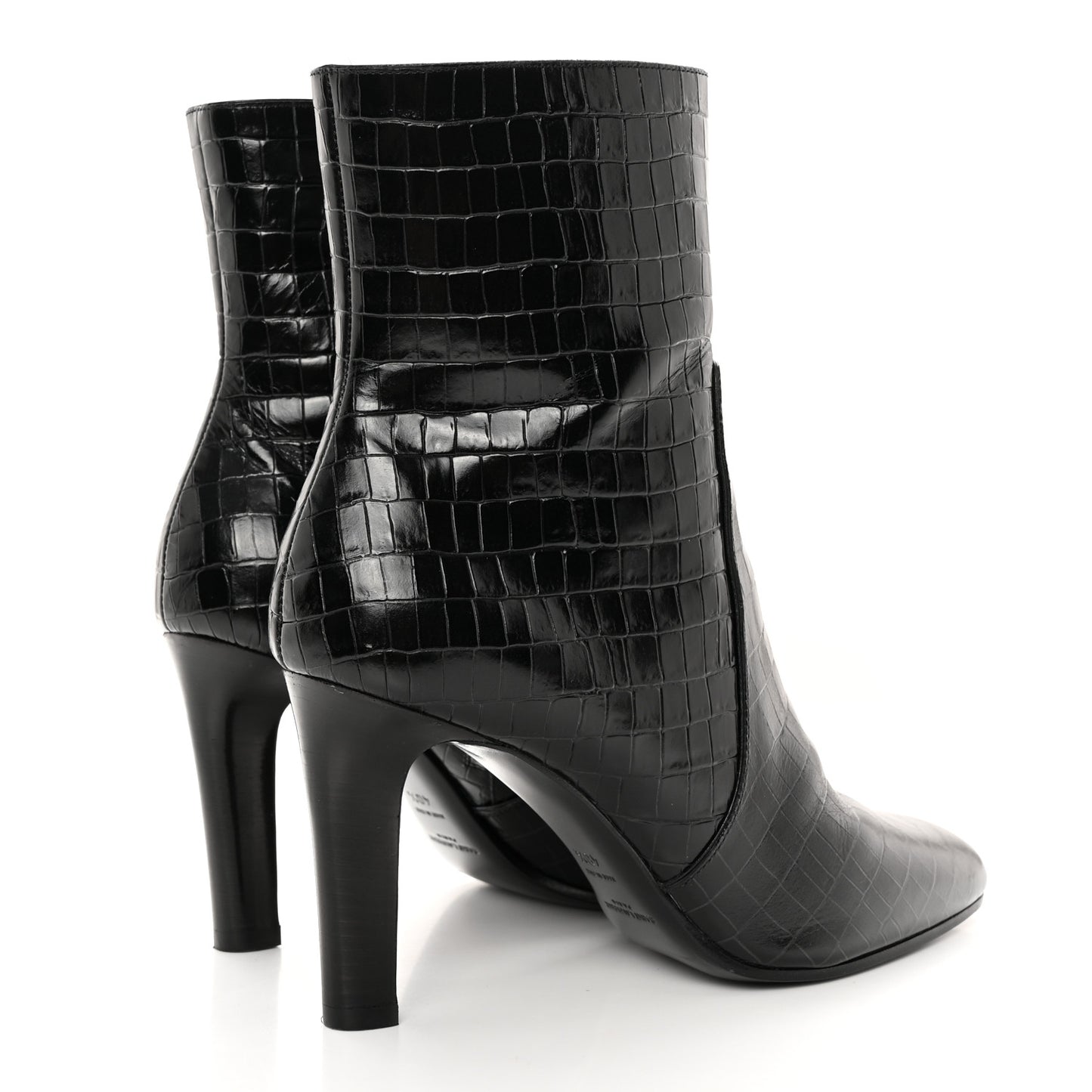 Shiny Crocodile Embossed Jane 90 Zip Booties 40.5 Black