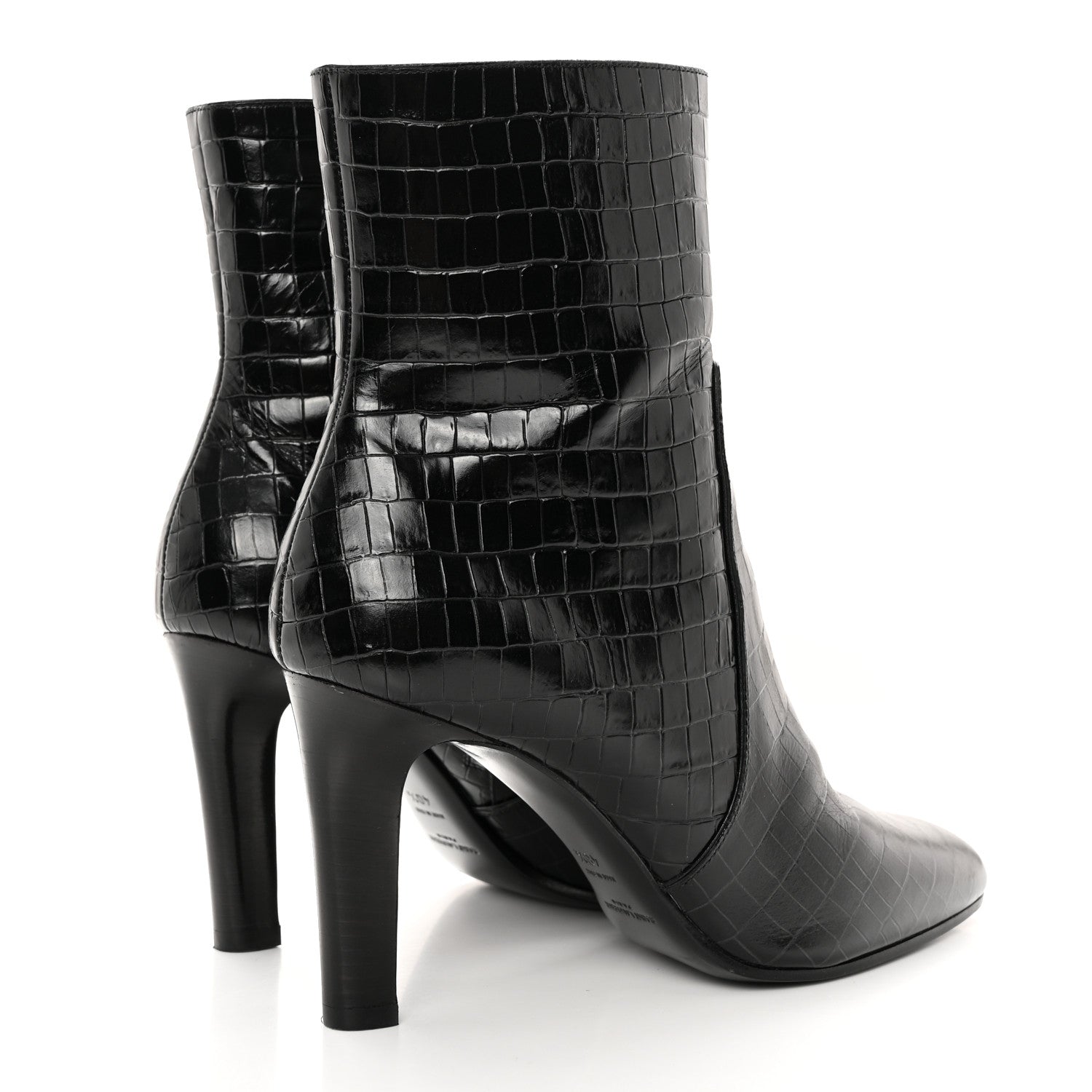 Saint Laurent Shiny Crocodile Embossed Jane 90 Zip Booties 40.5 Black 4 of 16