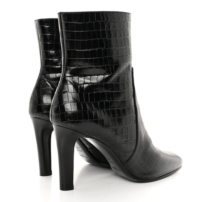 Saint Laurent Shiny Crocodile Embossed Jane 90 Zip Booties 40.5 Black 4 of 16