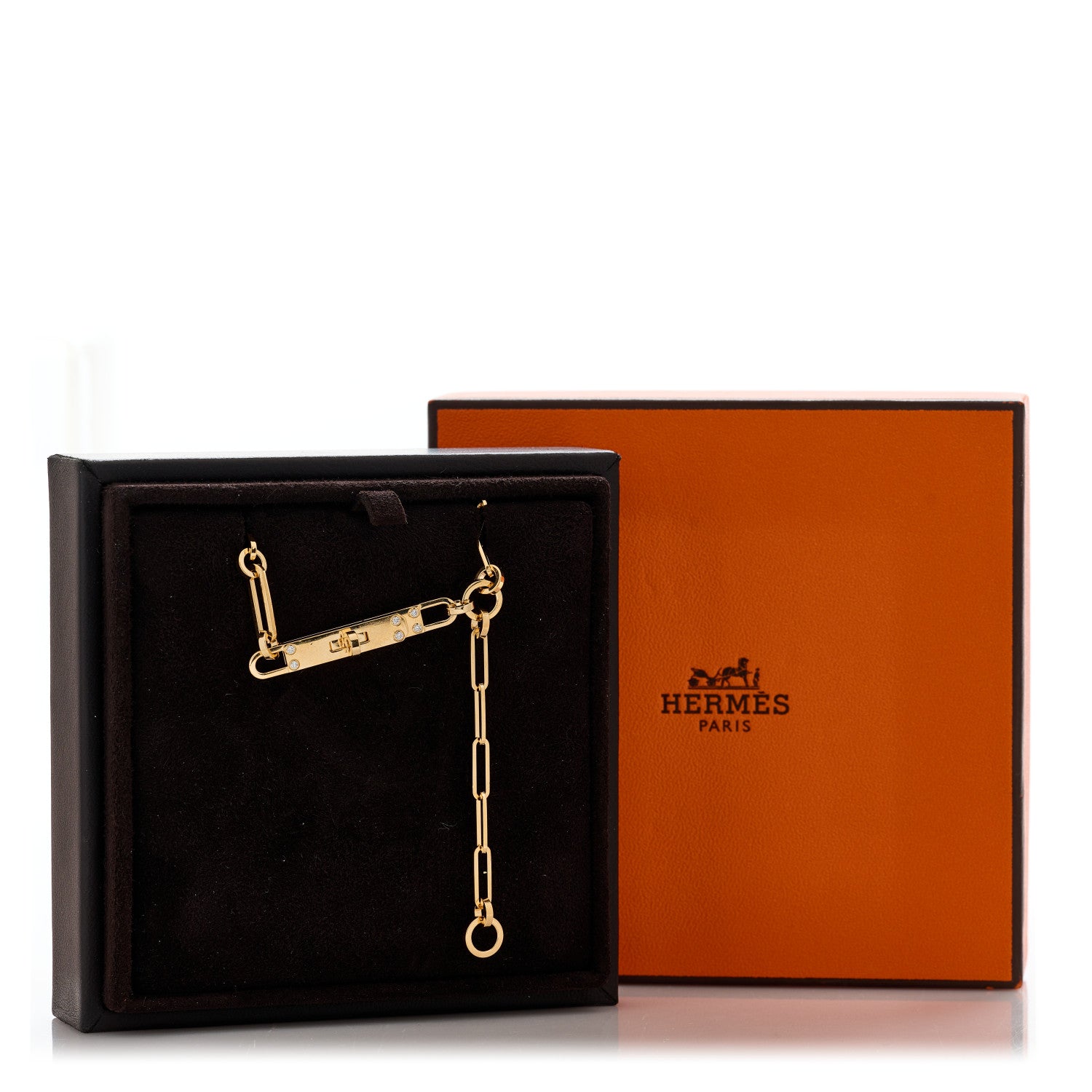 Hermes 18K Yellow Gold Diamond PM Kelly Chaine Lariat Necklace ST 4 of 4