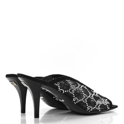 Gucci Tela Retino Kid Scamosciato Crystal GG Monogram Square G 95mm Slide Sandals 38 Black 4 of 8