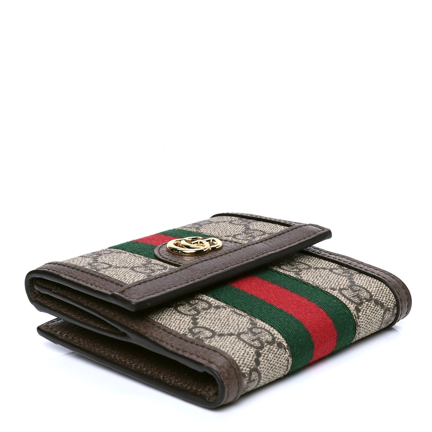 GG Supreme Monogram Web Ophidia French Flap Wallet Beige New Acero