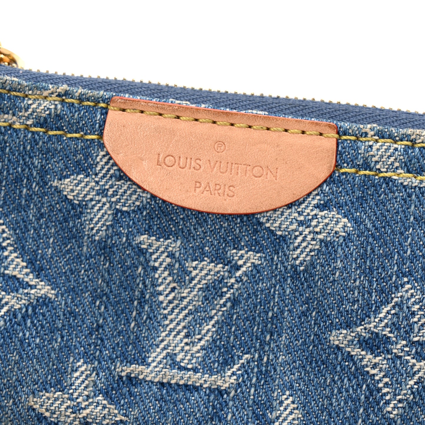 Monogram Denim Key Pouch Denim Blue