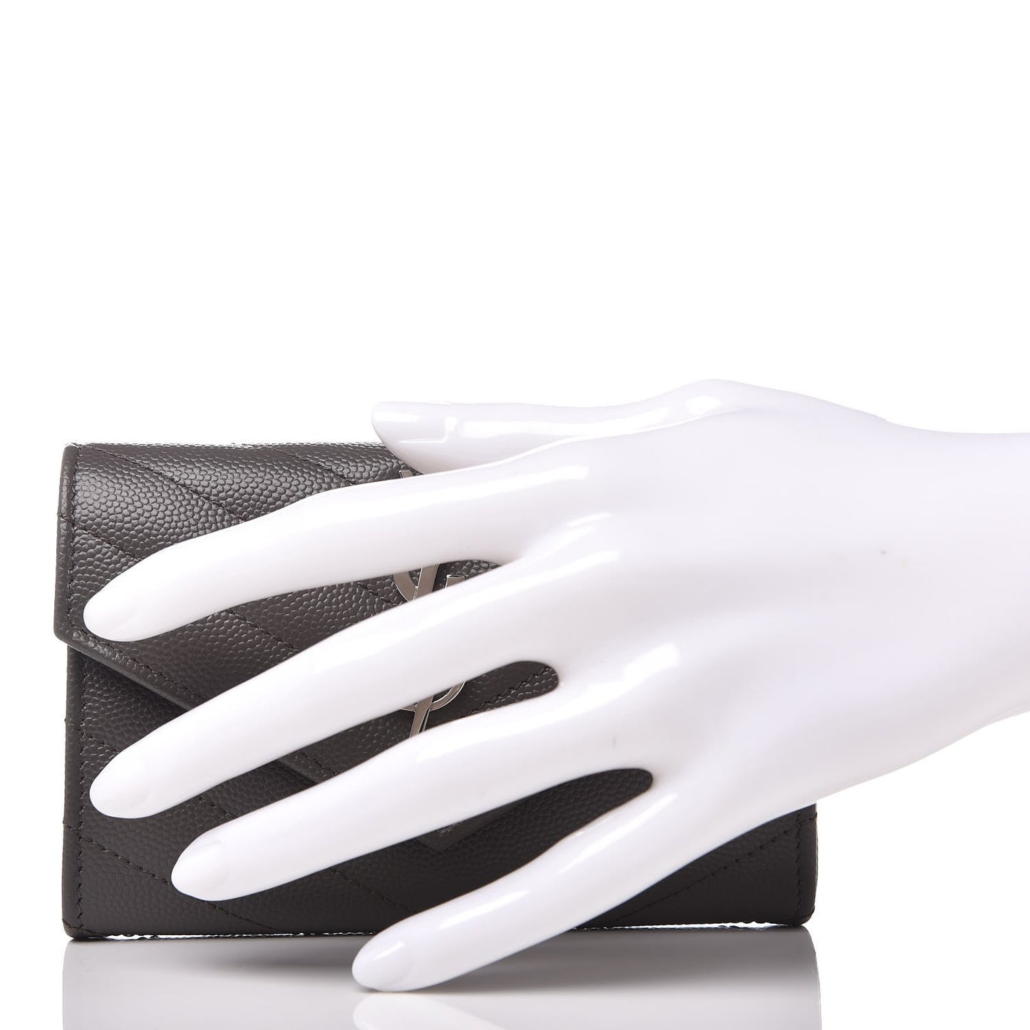 Grain De Poudre Matelasse Chevron Small Monogram Envelope Wallet Earth