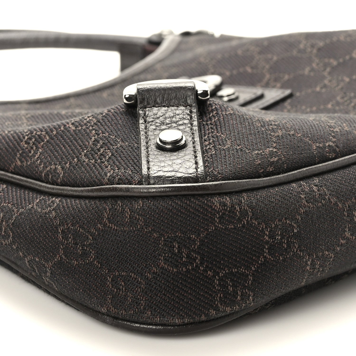Gucci Denim Monogram Abbey D Ring Hobo Brown 9 of 10