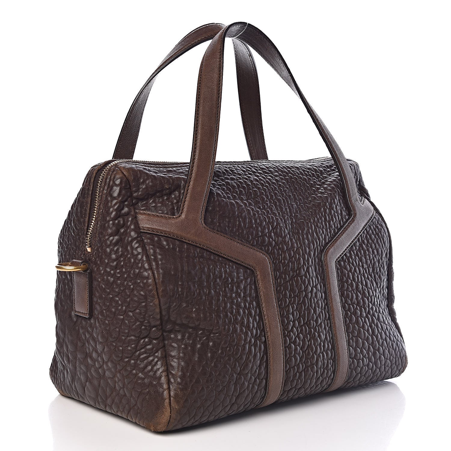 Saint Laurent Pebbled Lambskin Sac Bowly Dark Brown 3 of 14