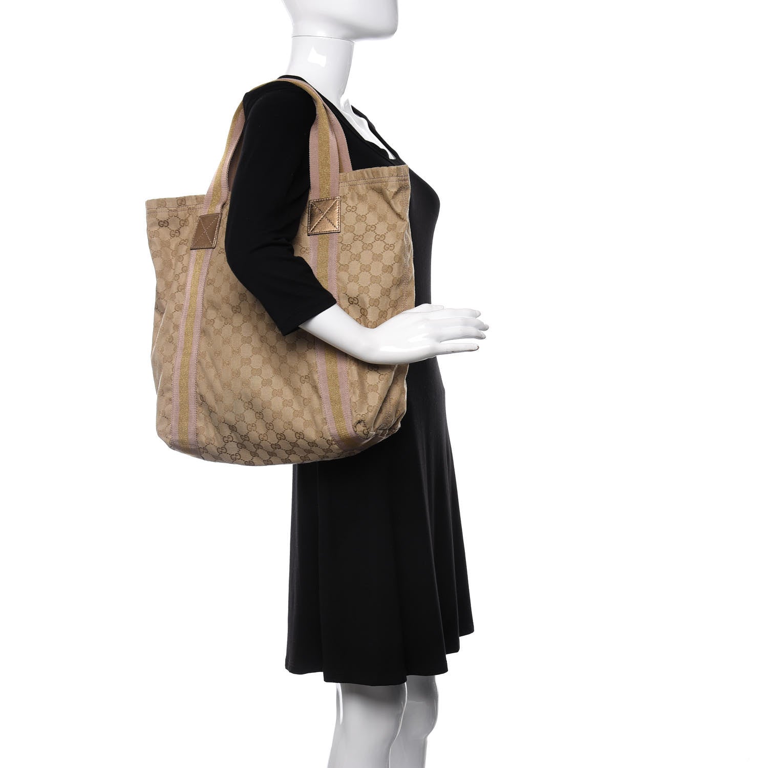 Gucci Monogram Medium Web Tote Pink Gold 2 of 10