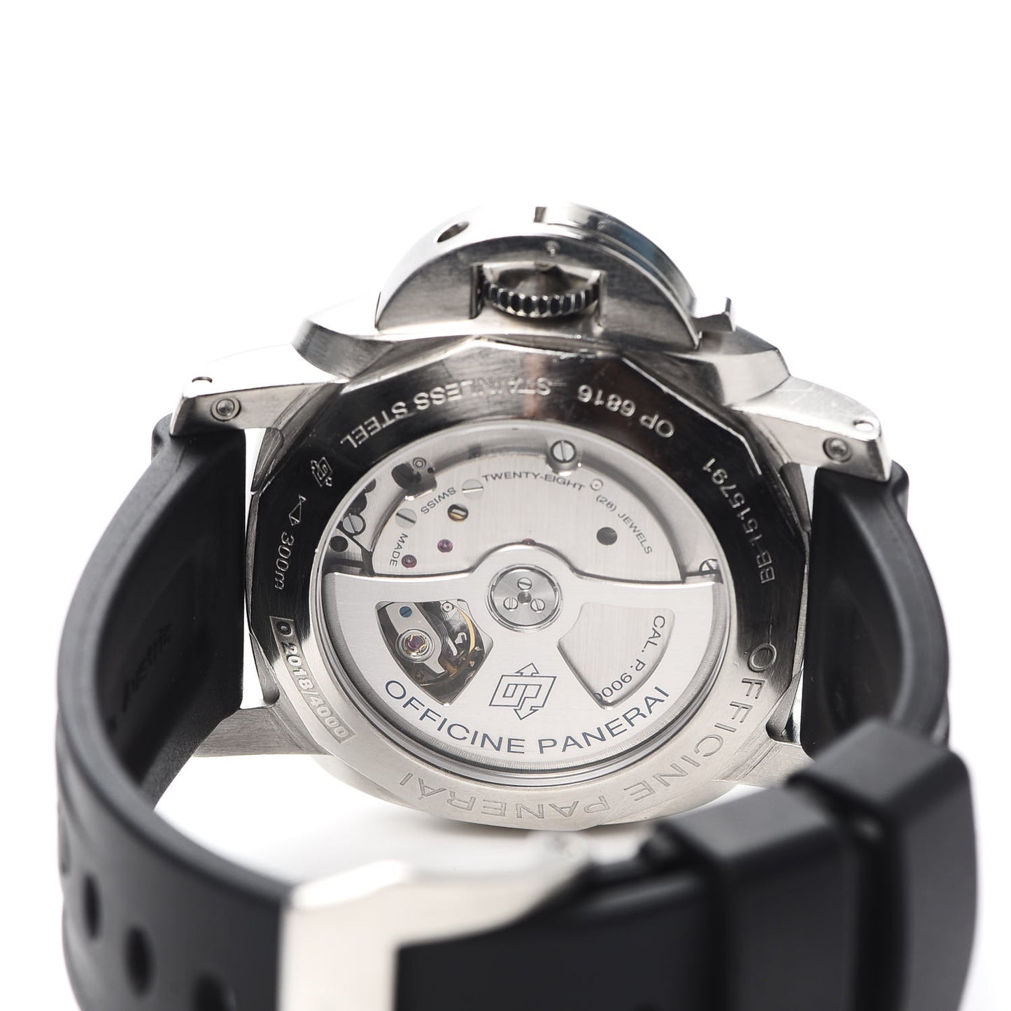 Stainless Steel Rubber 44mm Luminor Marina Manual Winding Watch Black PAM00312
