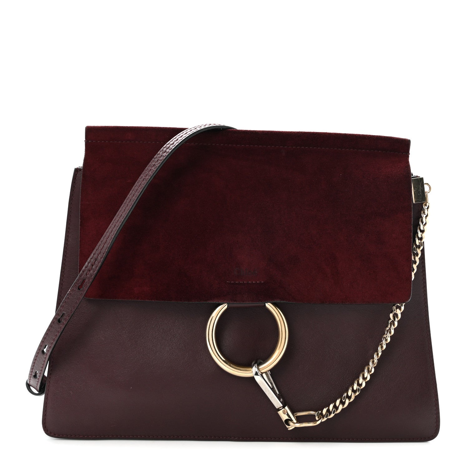 Chloe Calfskin Suede Medium Faye Shoulder Bag Dark Purple 1 of 9