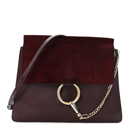 Chloe Calfskin Suede Medium Faye Shoulder Bag Dark Purple 1 of 9
