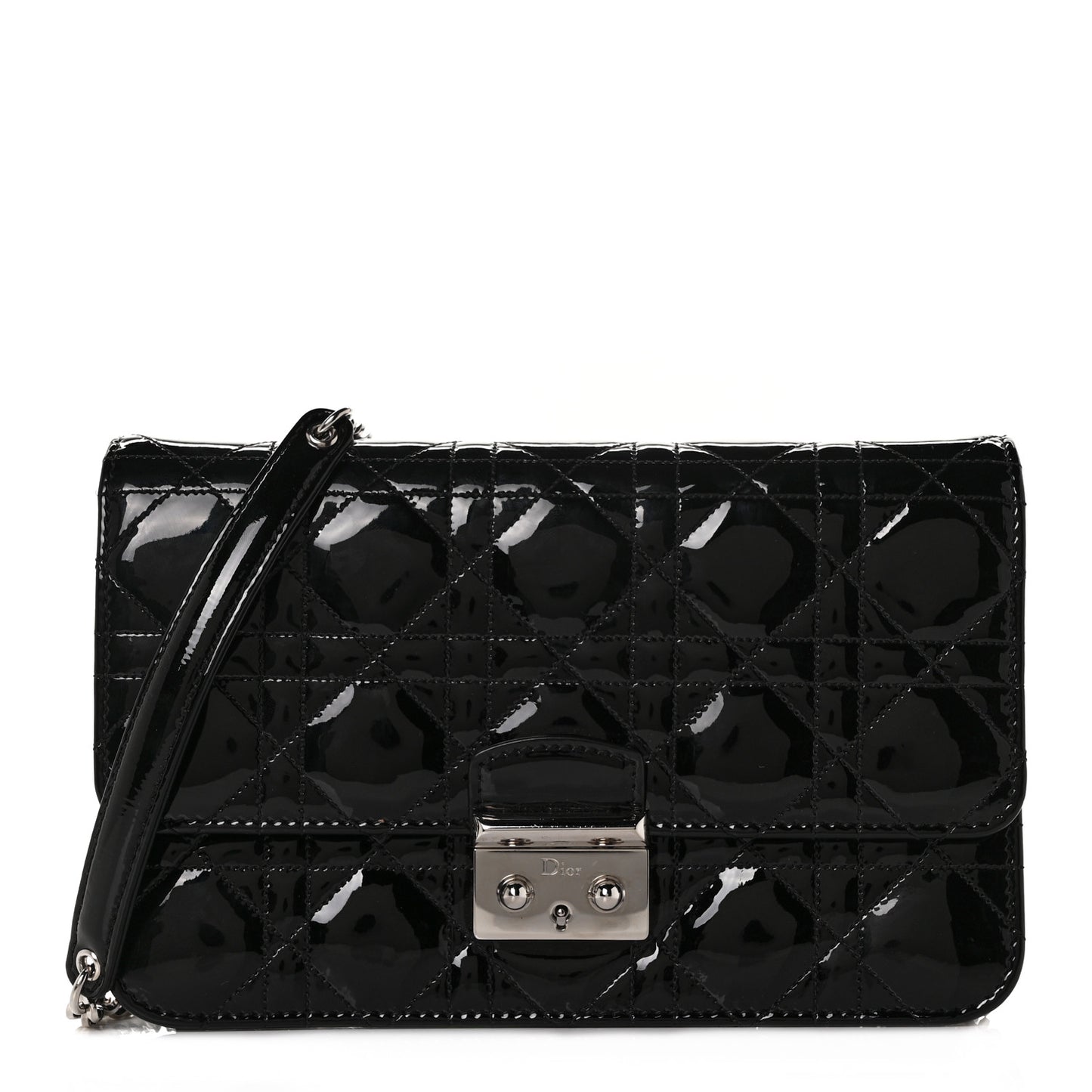 Patent Cannage Miss Dior Promenade Pouch Black