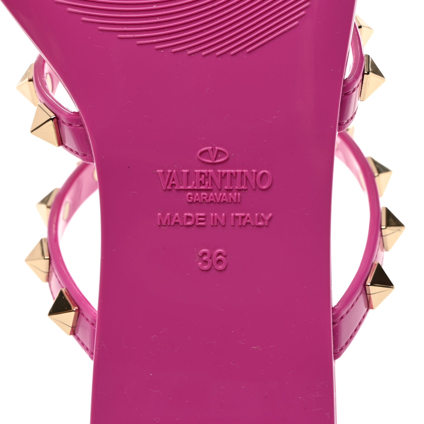 PVC Jelly Rockstud Caged Flat Thong Sandals 36 Pink