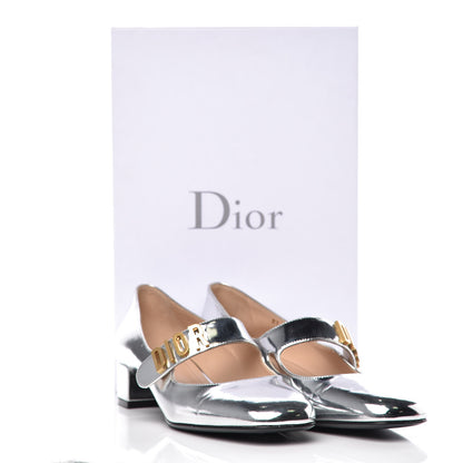 Christian Dior Mirror Finish Calfskin Baby-D Ballet Pumps 38 Silver 9 of 9