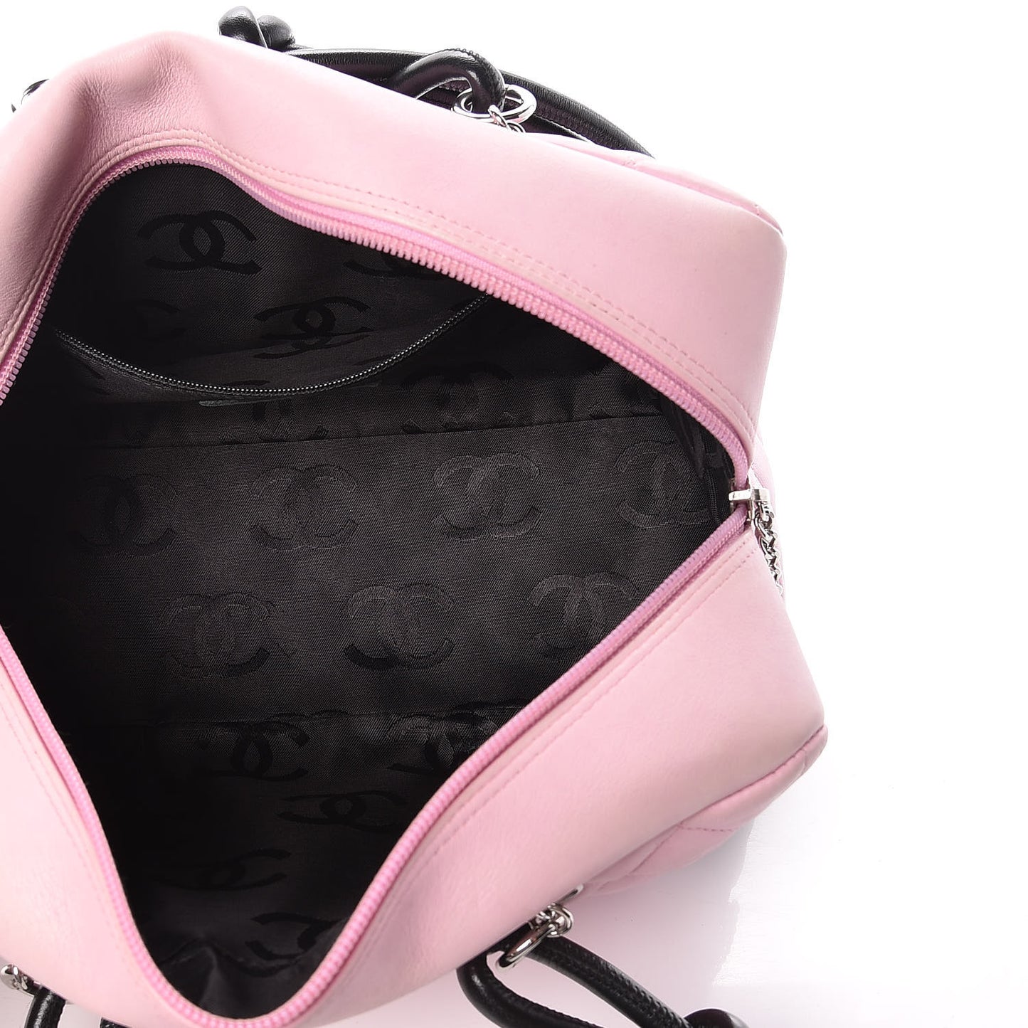 Calfskin Quilted Large Cambon Bowler Pink Black