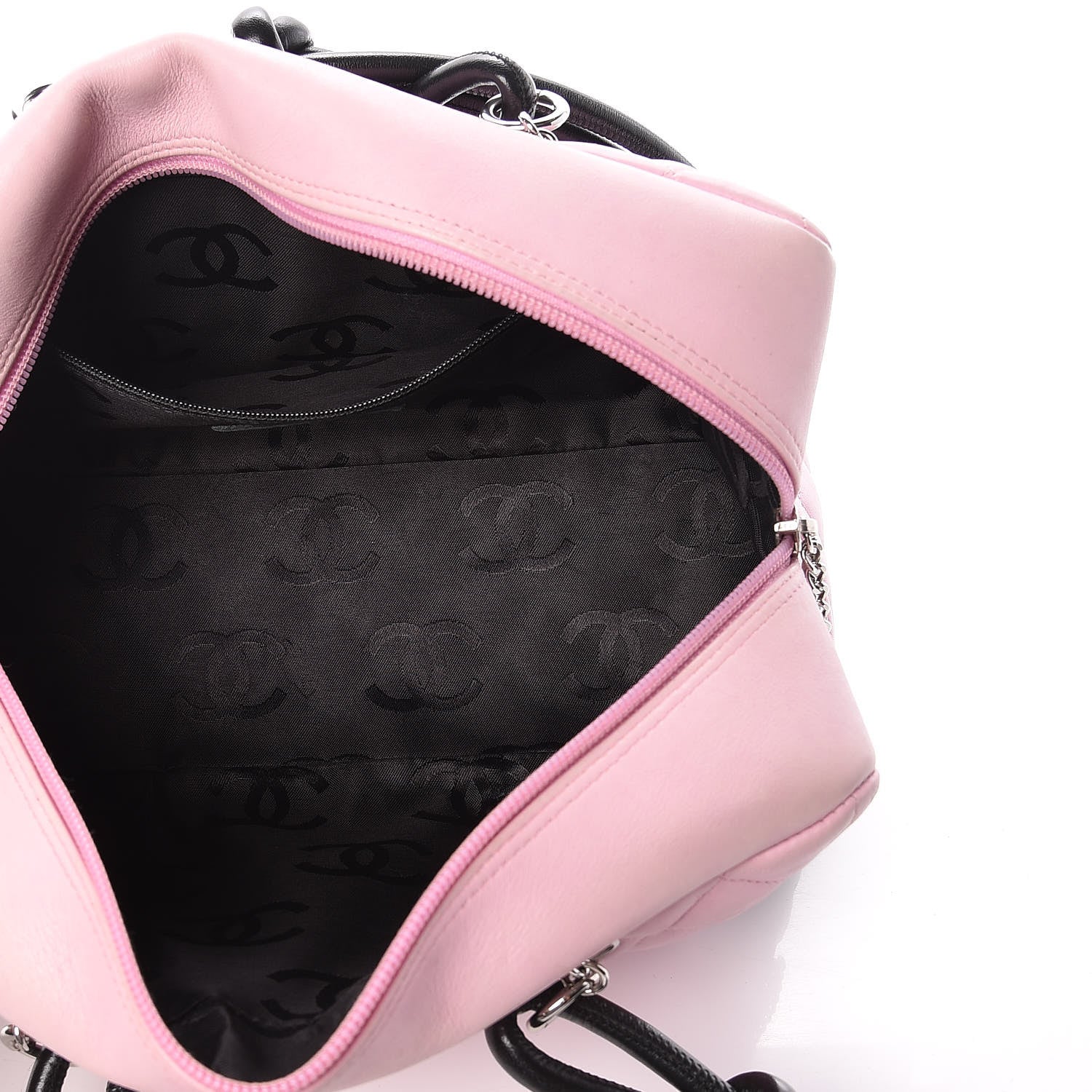 Chanel Calfskin Quilted Large Cambon Bowler Pink Black 5 of 11