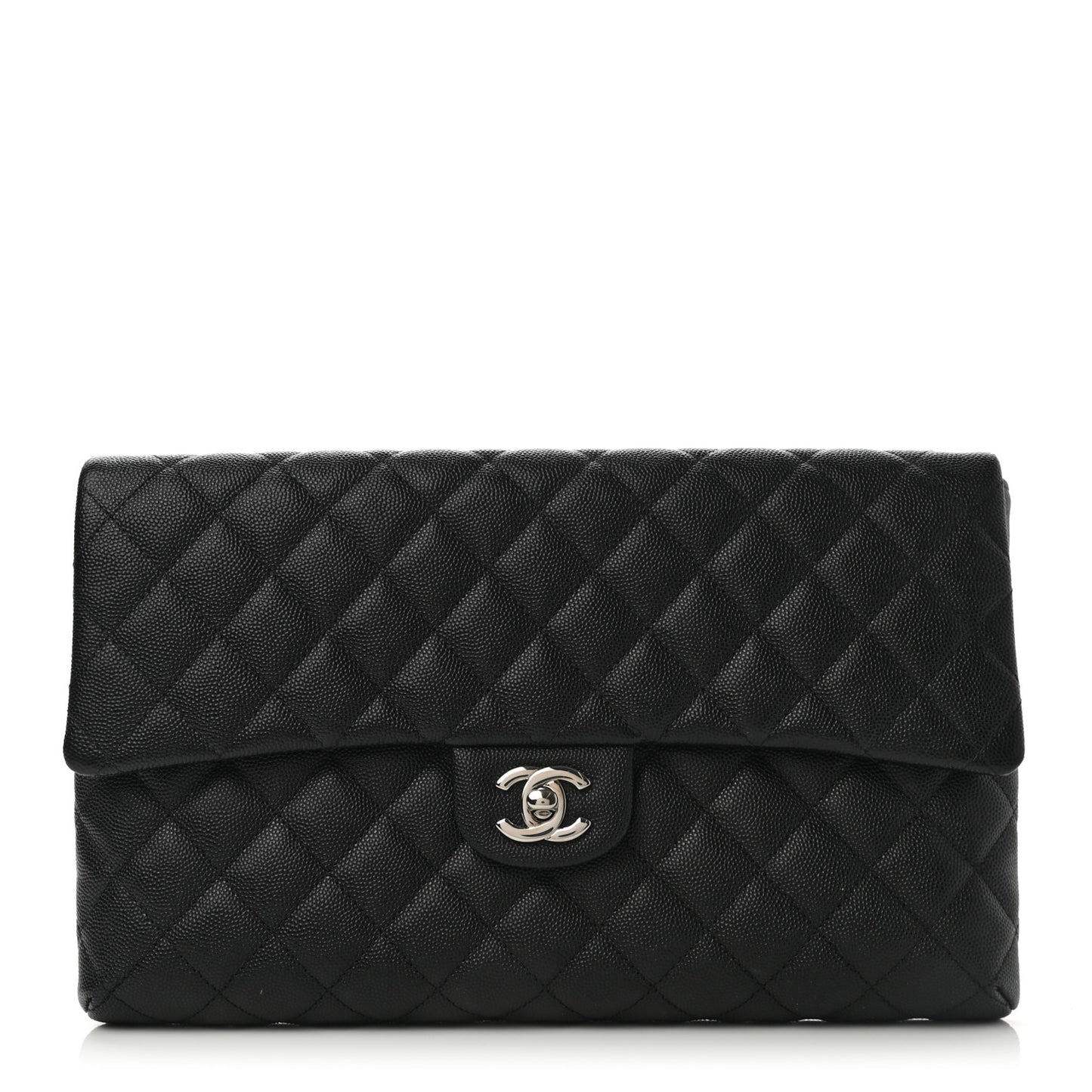 Caviar Quilted Flap Clutch Black