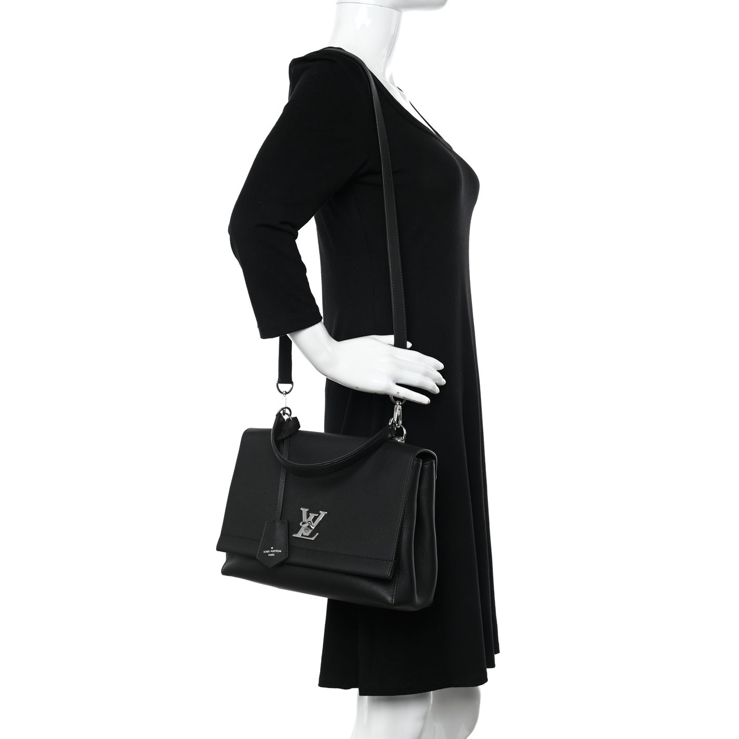 Soft Calfskin Lockme II Top Handle Black