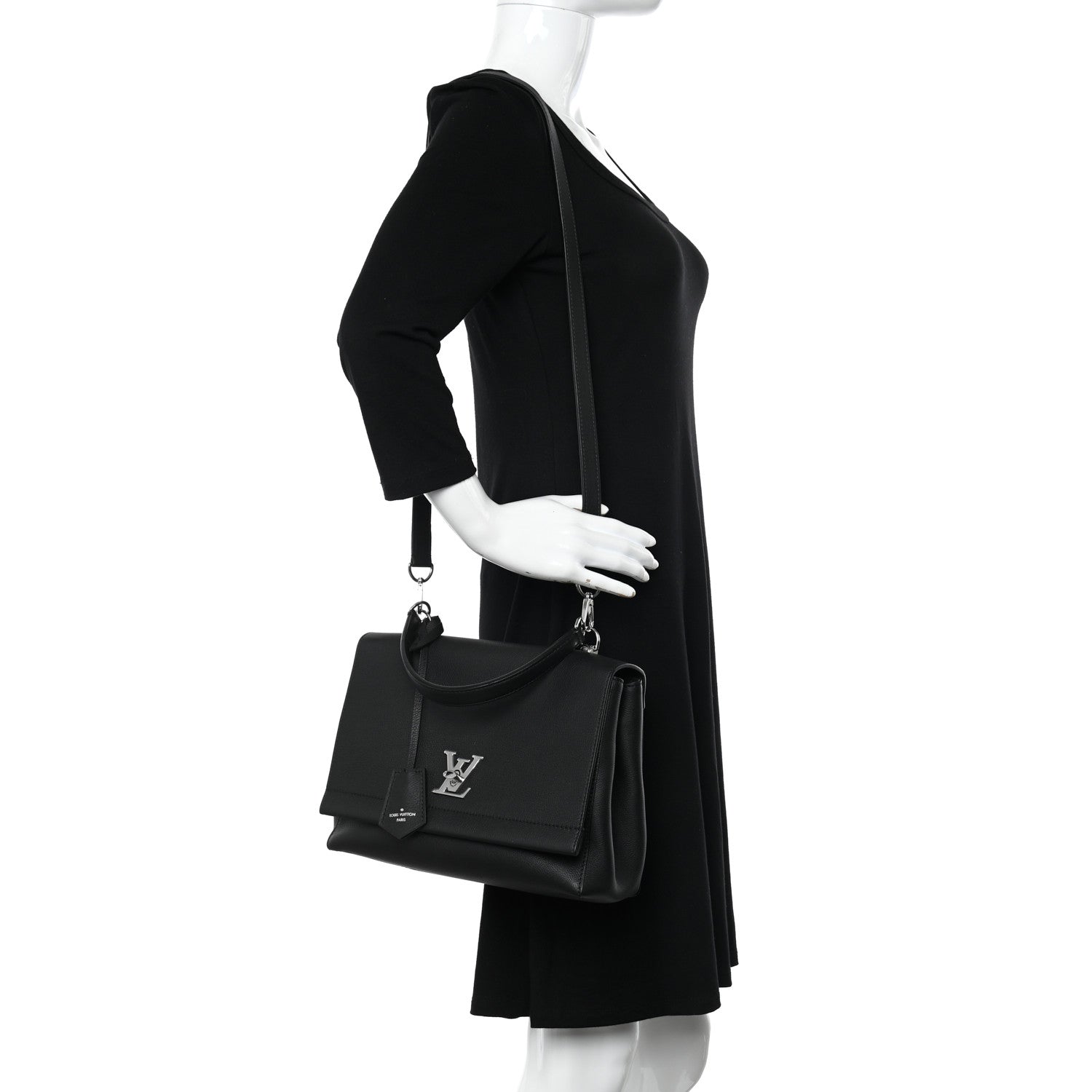 Louis Vuitton Soft Calfskin Lockme II Top Handle Black 2 of 9