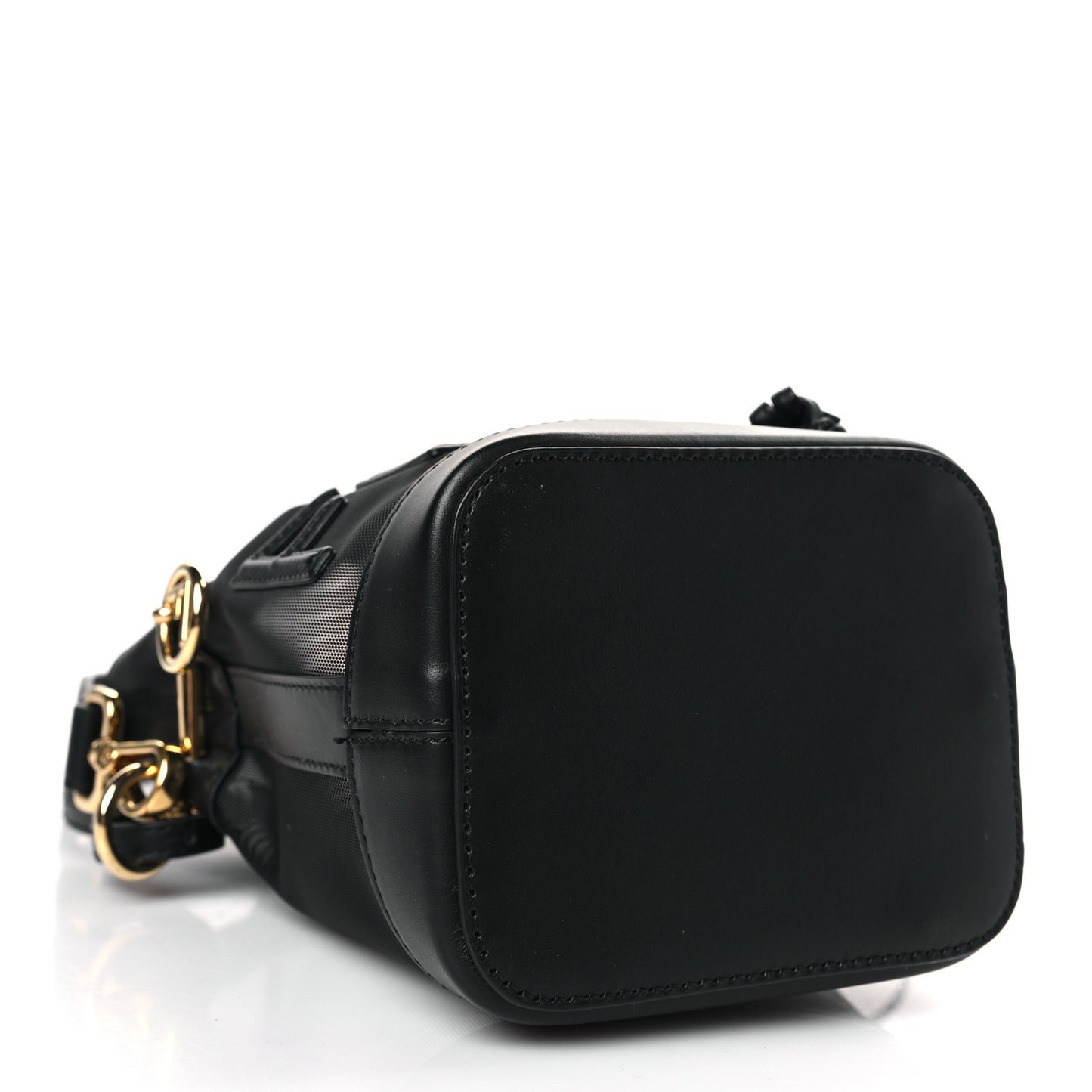 Mesh Vitello King F is Fendi Logo Embroidered Mini Mon Tresor Bucket Bag Black