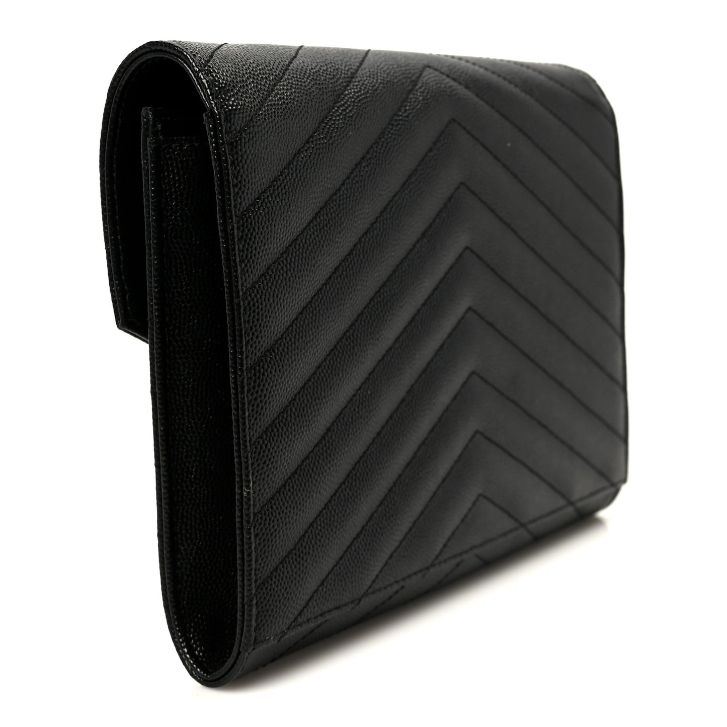 Grain De Poudre Matelasse Chevron Monogram Cassandre Flap Pouch Black