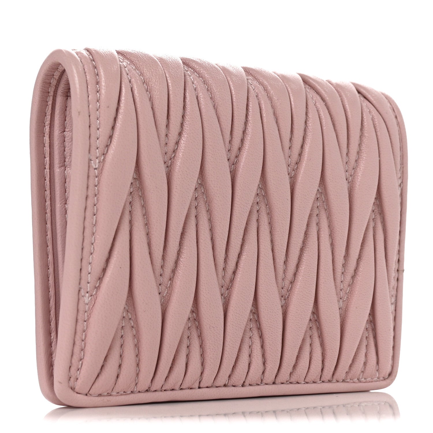 Miu Miu Nappa Matelasse Bi-Fold Compact Wallet Alabaster 3 of 6