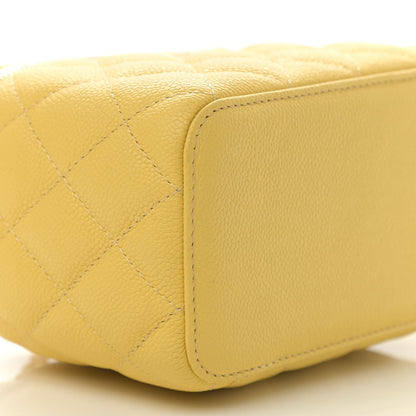 Chanel Caviar Quilted Small Tiny CC Vanity Case With Chain Yellow 9 of 11