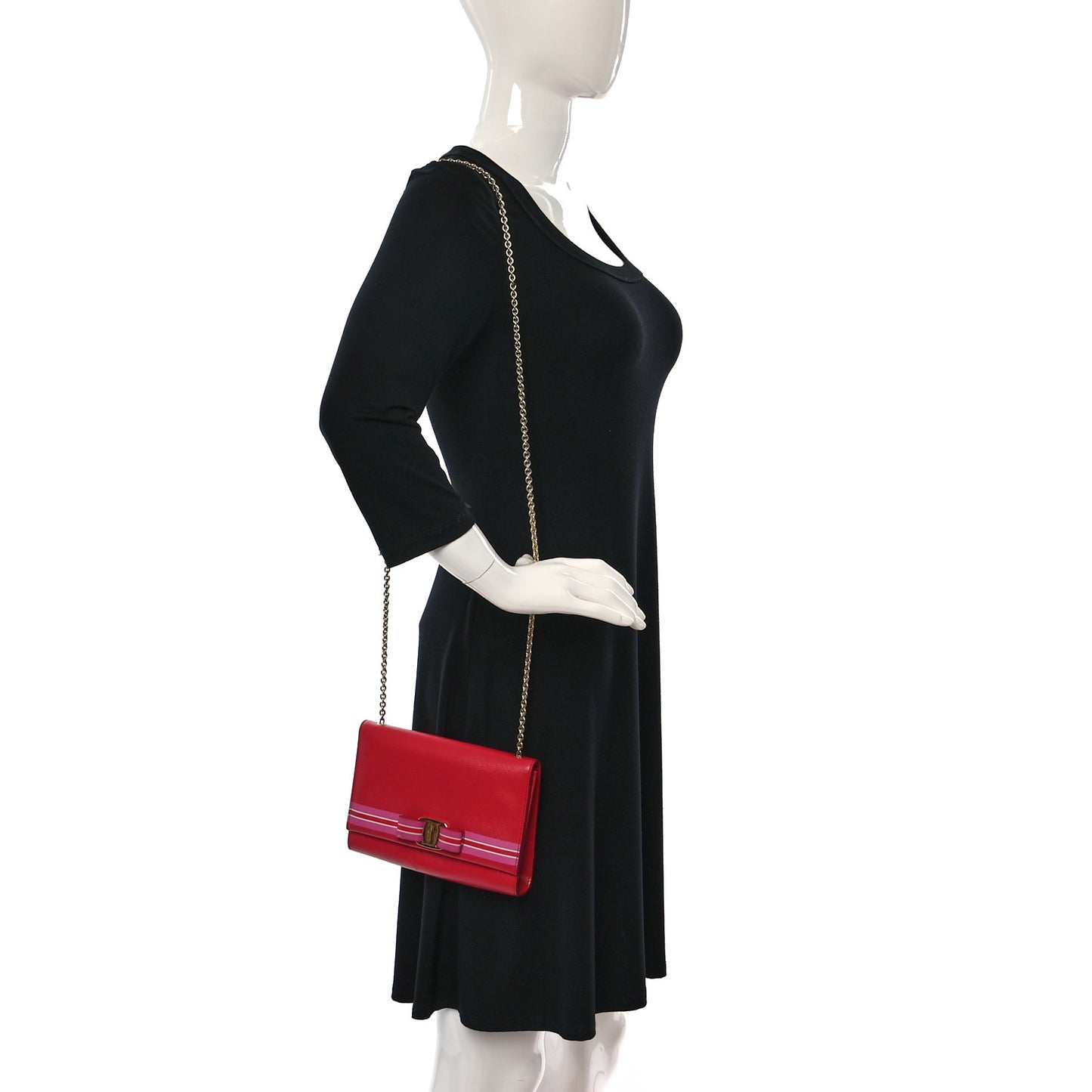 Pebbled Calfskin Vara Bow Shoulder Bag Pamplona