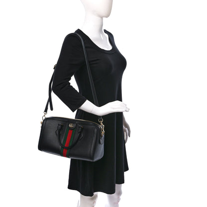 Gucci Textured Dollar Calfskin Web Medium Ophidia Boston Black 2 of 9