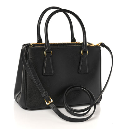 Prada Saffiano Small Galleria Double Zip Tote Black 3 of 8