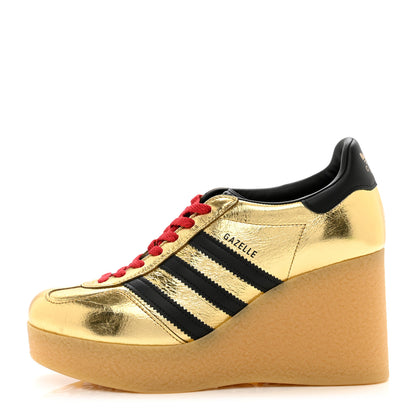Gucci X ADIDAS Ginza Calfskin Demetra Gazelle Wedge Sneakers 39.5 King Gold Black 1 of 9
