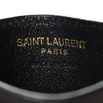 Saint Laurent Grain De Poudre Matelasse Chevron Monogram Credit Card Case Black 6 of 8