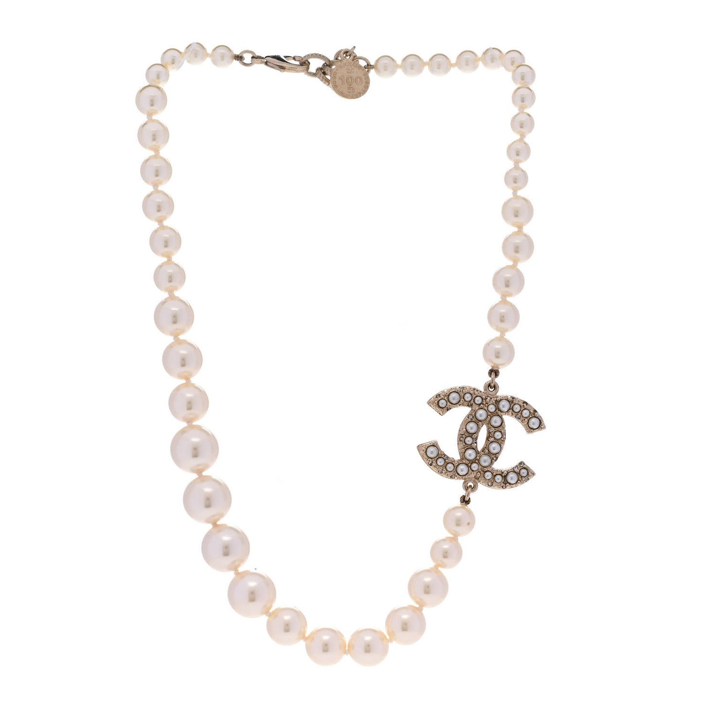 Pearl CC 100th Anniversary Necklace Light Gold