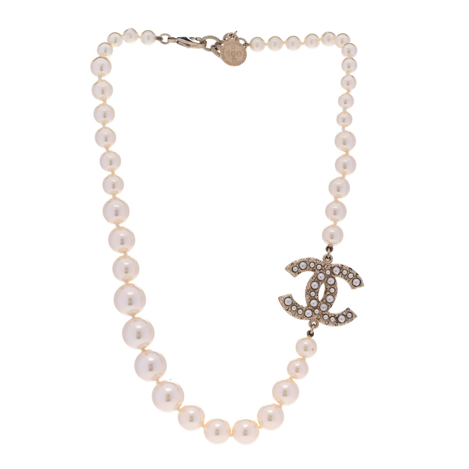 Chanel Pearl CC 100th Anniversary Necklace Light Gold 3 of 6