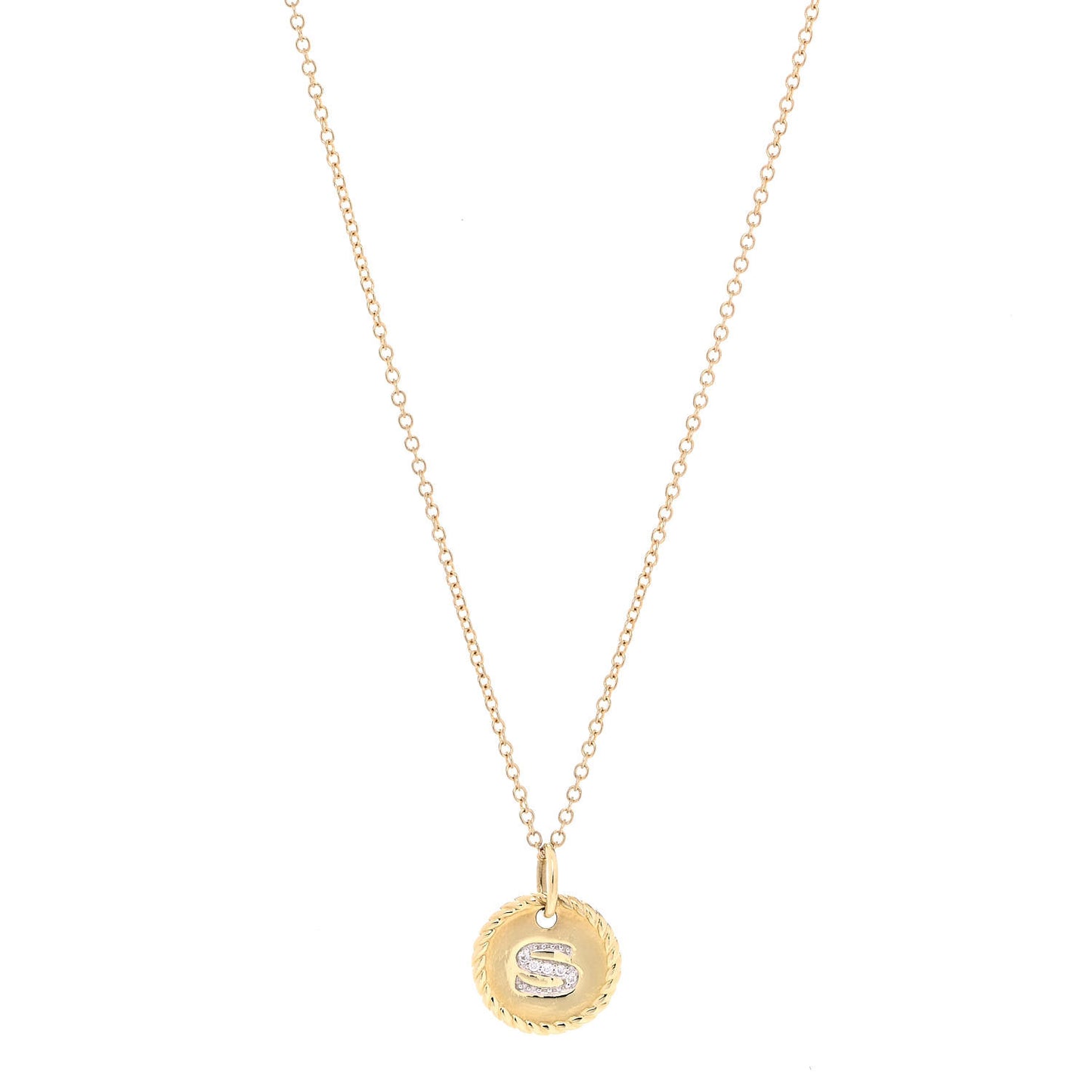 18K Yellow Gold Diamond Initial S Charm Necklace