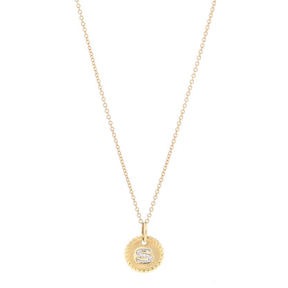 David Yurman 18K Yellow Gold Diamond Initial S Charm Necklace 1 of 5