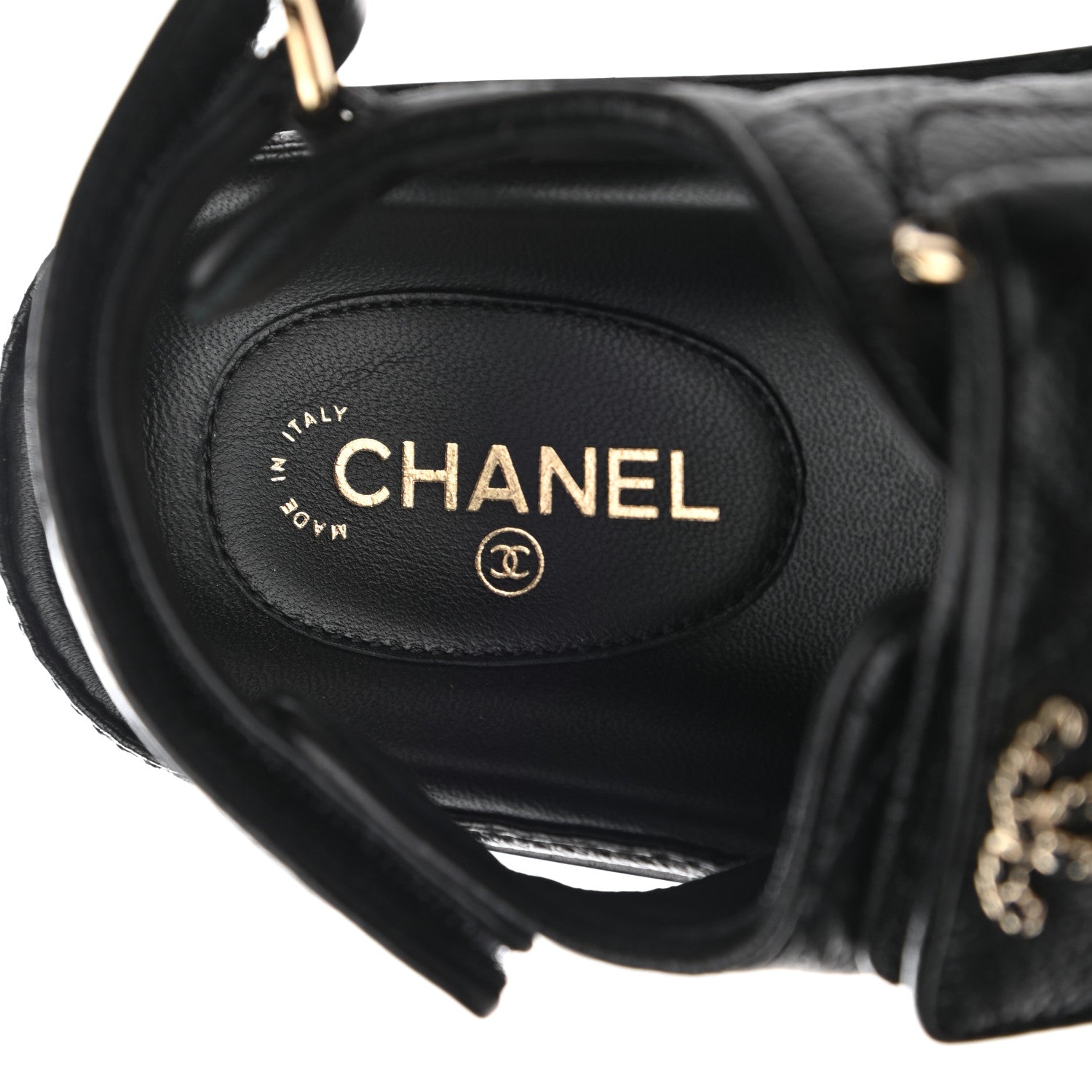 Chanel Grained Calfskin Velcro Dad Sandals 35 Black 7 of 9