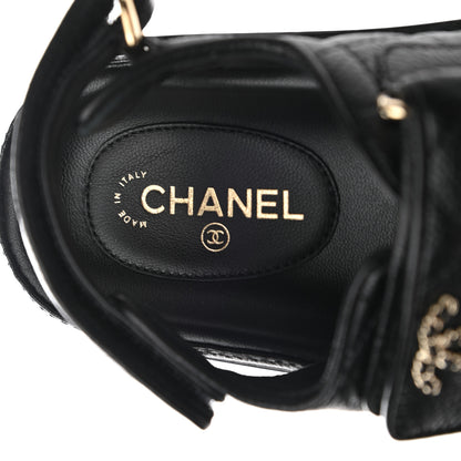 Chanel Grained Calfskin Velcro Dad Sandals 35 Black 7 of 9