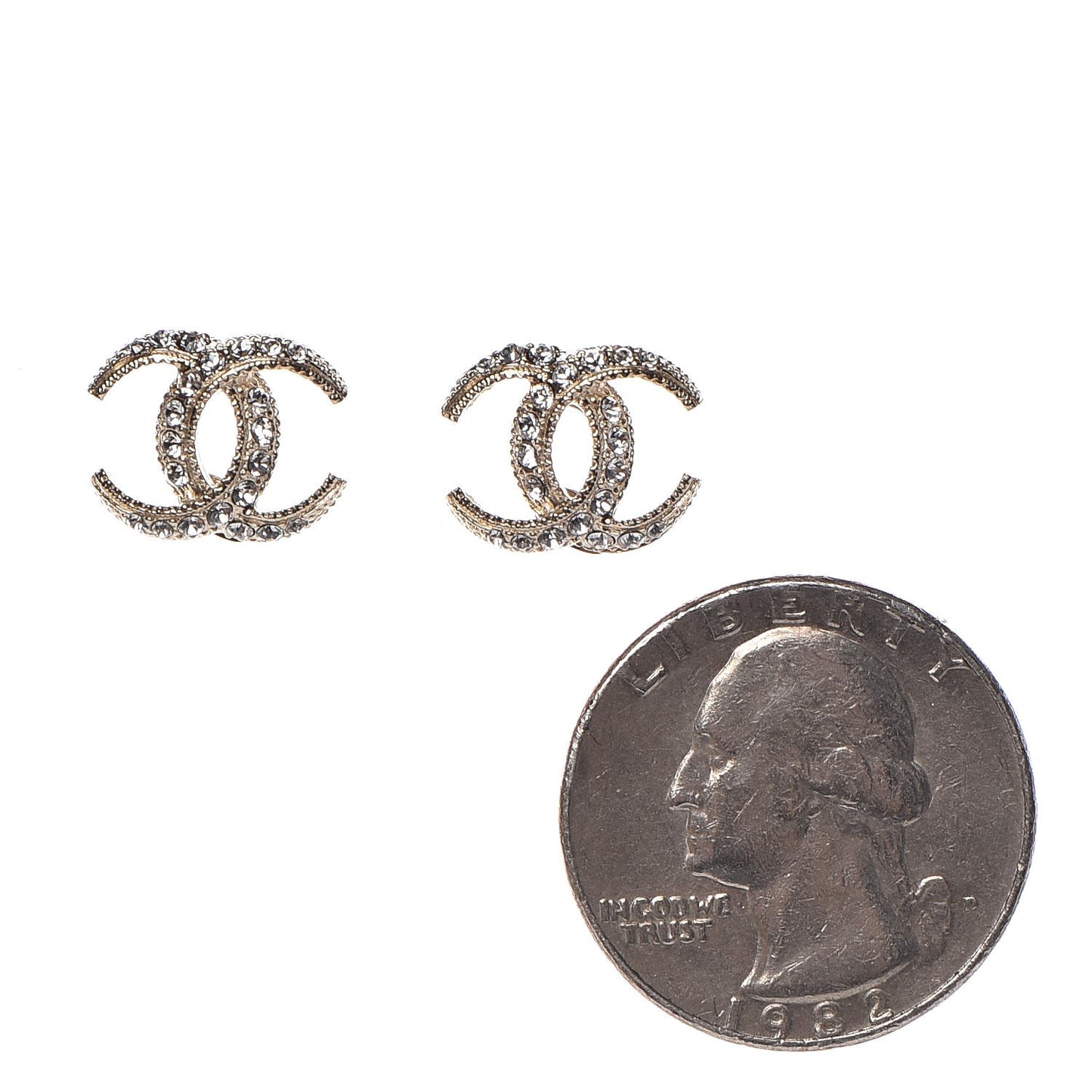 Crystal CC Moon Earrings Gold