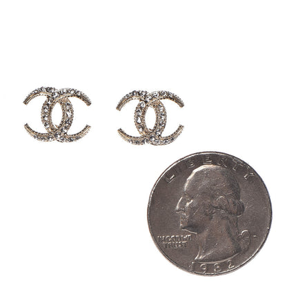 Chanel Crystal CC Moon Earrings Gold 2 of 5