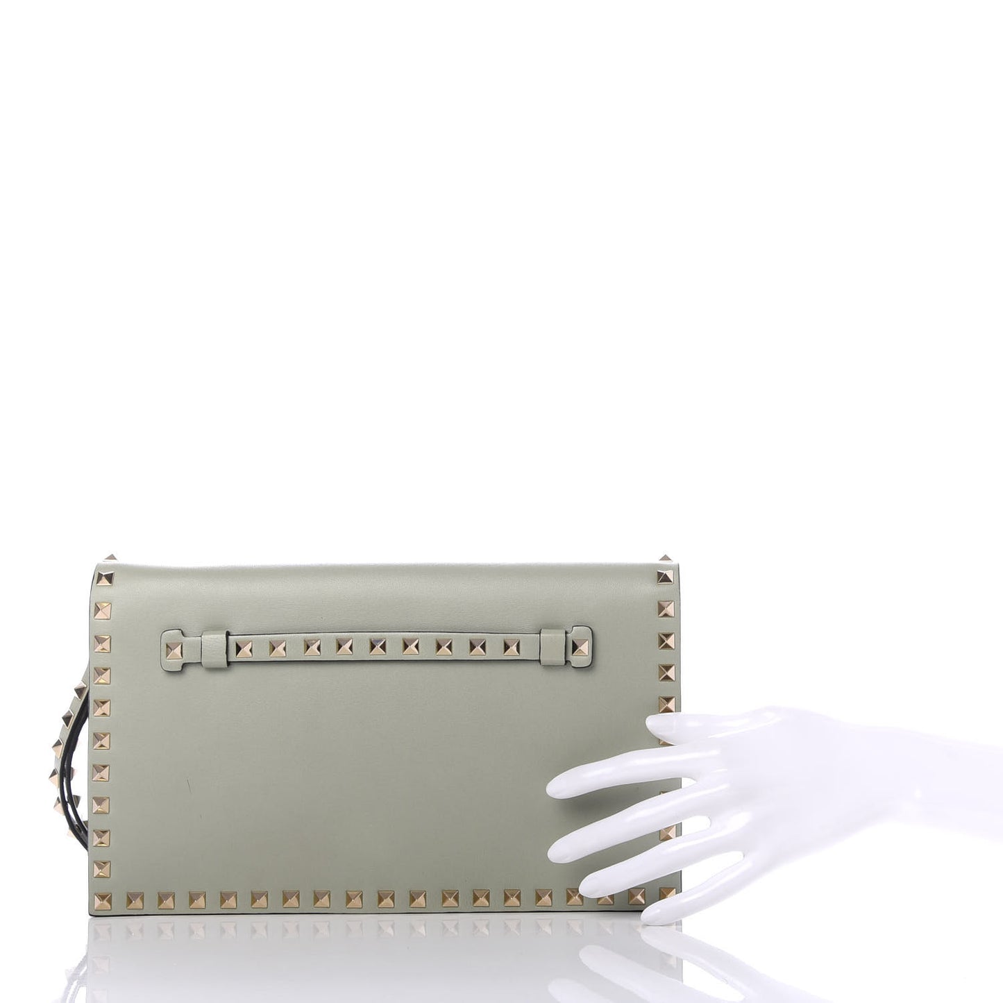 Nappa Rockstud Wristlet Clutch Water Green