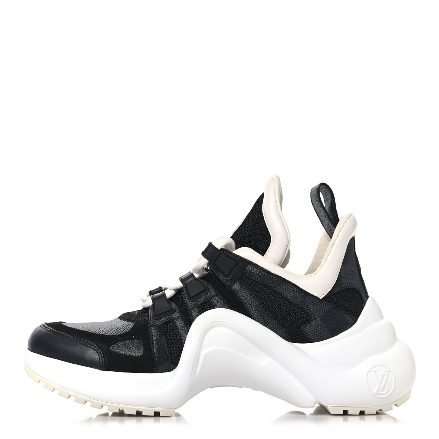 Calfskin Technical Nylon Damier Graphite LV Archlight Sneakers 36 Black White