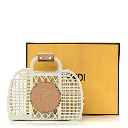Fendi Recycled Plastic Vitello Liberty Matte Small Fendi Basket White Ice Miele Scuro 12 of 12