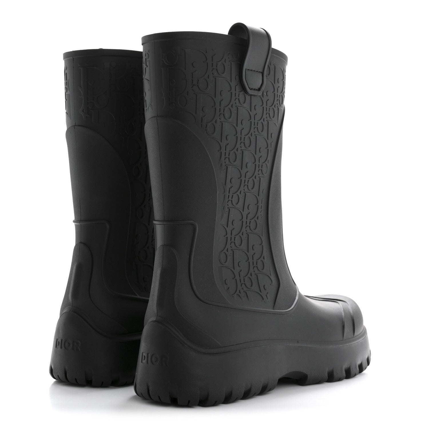 Christian Dior Rubber Oblique Garden Rain Boots 39 Black 4 of 7