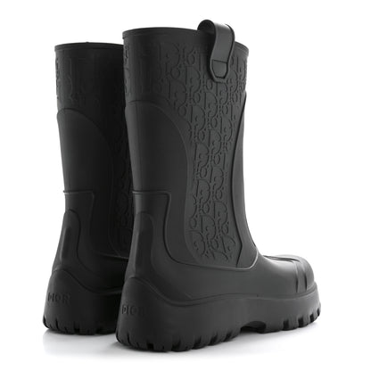 Christian Dior Rubber Oblique Garden Rain Boots 39 Black 4 of 7