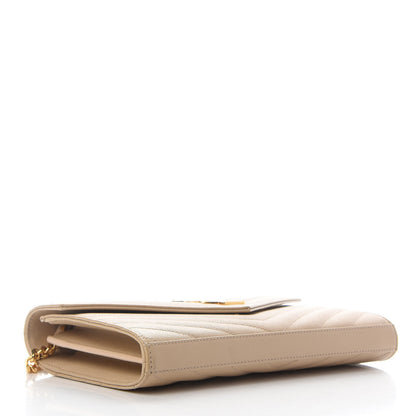 Saint Laurent Grain De Poudre Matelasse Chevron Monogram Chain Wallet Nude Powder 4 of 10