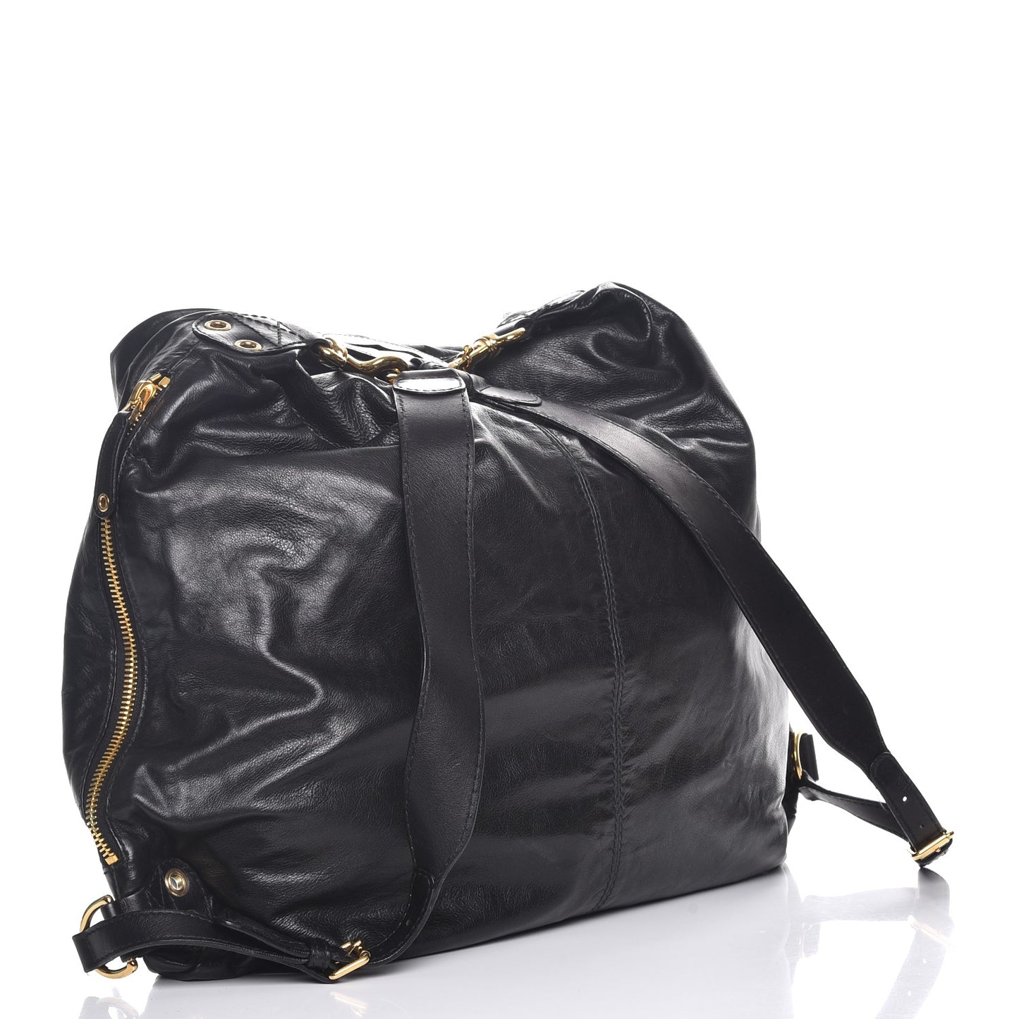 Lambskin Large Darwin Convertible Backpack Black