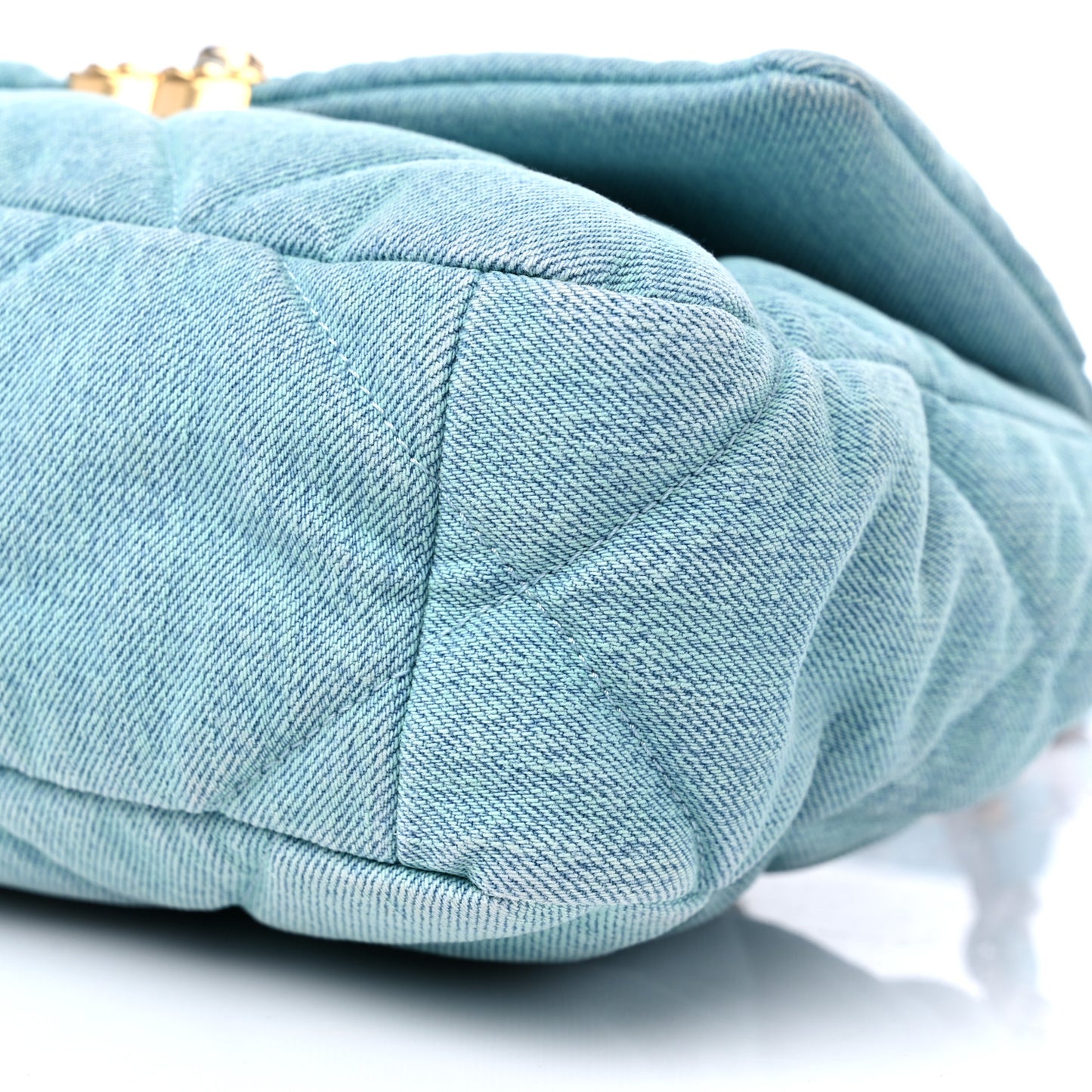 Denim Quilted Medium Chanel 19 Flap Neon Blue