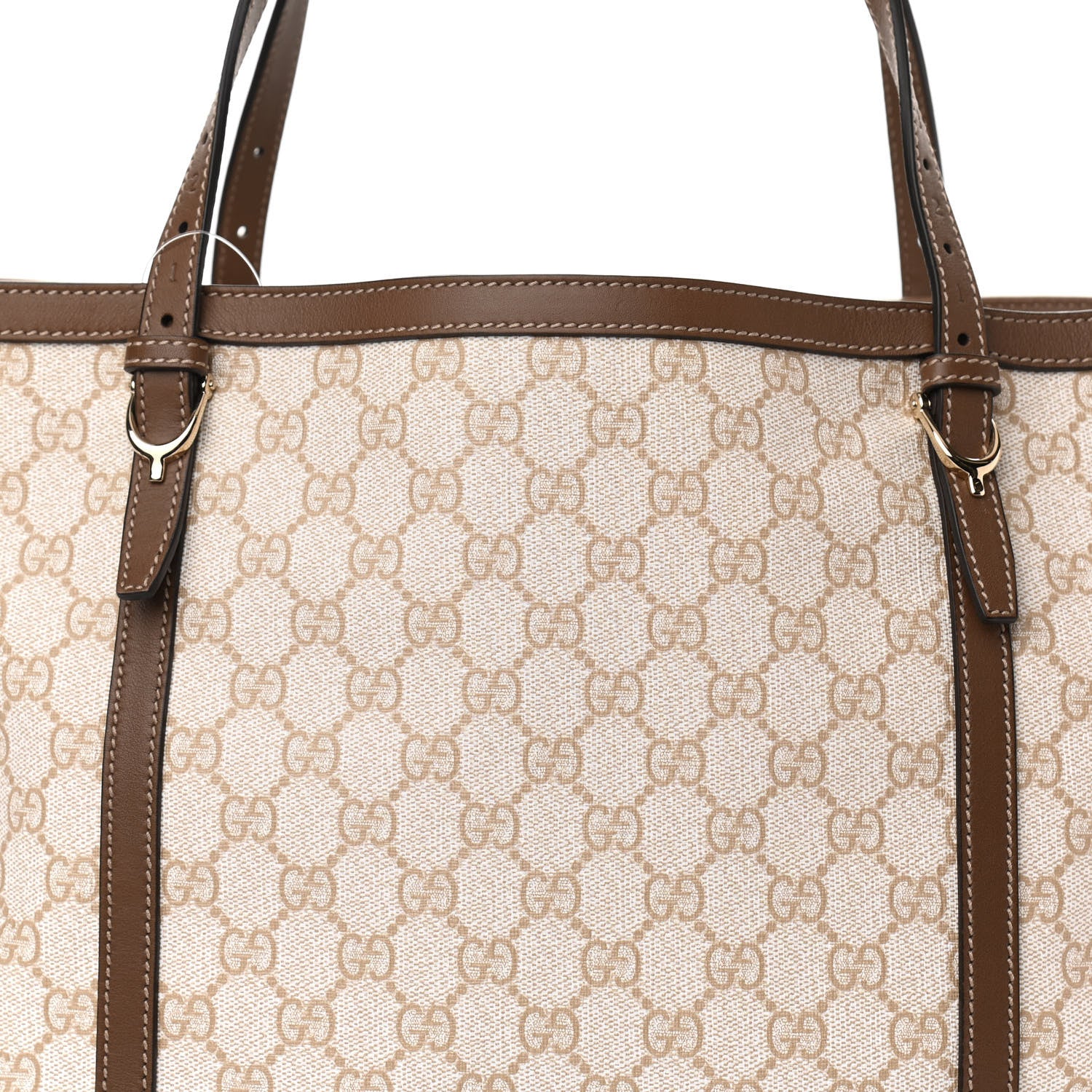 Gucci GG Supreme Monogram Calfskin Medium Nice Tote New Mystic White Beige Brown 8 of 10